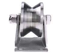 Roulette pivotante avec rainure, poulie robuste, galet directionnel en acier inoxydable 304, diamètre de roue 100 mm/4 po, double roulement, for rail à câble métallique, porte coulissante(VType)