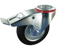 Roulette pivotante avec roue de blocage - 200 mm - En caoutchouc - Charge maximale : 205 kg.