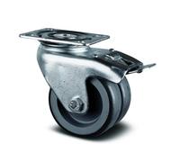 Roulette pivotante blocage total double galet - platine - Agila Twin TENTE