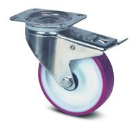Roulette pivotante blocage total inox - rouge - platine - ø 100 mm - Alpha TENTE