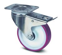 Roulette pivotante blocage total inox - rouge - platine - ø 125 mm - Alpha TENTE