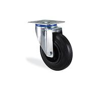 Roulette pivotante caoutchouc noir diamètre 100mm charge 70kg