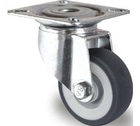 Roulette pivotante D.100mm grise Tgf.100kg avec plateau