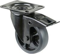 Roulette pivotante D.100mm Trgf.110kg m.Festst.Gum.104x80mm noir BS ROLLEN L820.B44.101.06