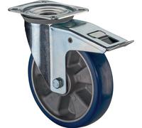 Roulette pivotante D.125mm Trgf.300kg m.Fest.PU 138x109mm bleu BS ROLLEN LSS420.B92.125