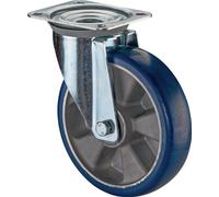 Roulette pivotante D.125mm Trgf.450kg Roulettes pivotantesPolyuréthanePlaque L138xB109mm Couleur Rl.bleu LSS400.B92.125