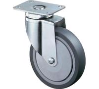 Roulette pivotante D.150mm Trgf.100kg m.Plaque Gum.grise BS ROLLEN