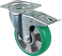 Roulette pivotante D.160mm Trgf.300kg m.Fest.PU 138x109mm vert BS ROLLEN L420.B92.160