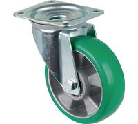 Roulette pivotante D.160mm Trgf.600kg Roulettes pivotantesPolyuréthanePlaque L138xB109mm Couleur Rl.vert L400.B92.160