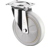 Roulette pivotante D.200mm Trgf.300kg Ku.Platte L135xB110mm Couleur Rl.blanc BS ROLLEN