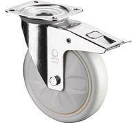 Roulette pivotante D.200mm Trgf.750kg m.Festst.Ku.135x110mm blanc BS ROLLEN