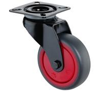 Roulette pivotante D.75mm Trgf.60kg m.Plat. bille gomme grise BS ROLLEN A800.A85.075.03