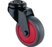Roulette pivotante D.75mm Trgf.60kg m.trou de dos bille gomme grise BS ROLLEN A801.A85.075.03