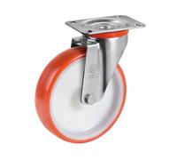 Roulette pivotante diamètre 80 mm roue polyuréthane rouge - 120 Kg