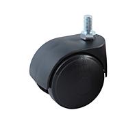 Roulette pivotante double à tige filetée M10 - AVL - Roue nylon noir Ø 50 - Charge 40 kg - 595525A