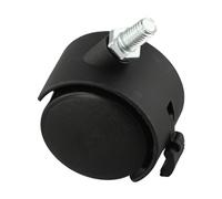 Roulette pivotante en plastique pour chaise de bureau 40 x 30 mm Tige filetée M8 Capacité de charge 50 kg Noir Double roue