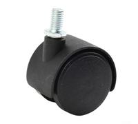 Roulette pivotante en plastique pour chaises de bureau, 40 x 30 mm, double rouleau, filetage M8, capacité de charge de 50 kg, rotation silencieuse à 360 degrés, noir Furni