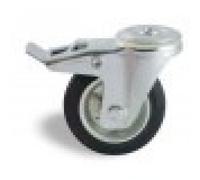 Roulette pivotante frein à œil tole noir 160 mm- charge 180 kg - Roulements à rouleaux AVL