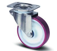 Roulette pivotante inox - bandage rouge - platine - ø 100 mm - Alpha TENTE