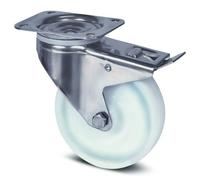 Roulette pivotante inox - blocage total - roue polyamide ø80 mm - platine - Alpha TENTE