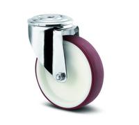 Roulette pivotante inox - fixation oeil - bandage rouge - ø 80 mm - Alpha TENTE