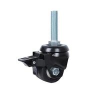 Roulette pivotante robuste en nylon avec frein, for roues de 2/2,5/3 pouces, fixation par vis M16, axe allongé 60 mm, capacité charge élevée(3-M16x60mm-Brake)