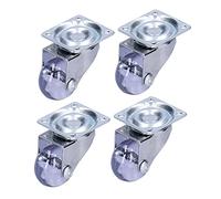 Roulette pivotante roulettes de plaque de roue industrielle robuste en acier inoxydable Transparent PU 4 pièces