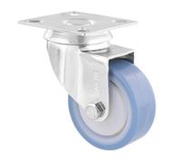 Roulette pivotante souple WAGNER DELUXE - Ø 50 mm, acier galvanisé, bleu / blanc, plaque à visser, charge max. 50 kg - 03175101