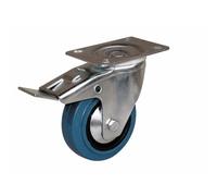 Roulette pivotante - sur platine - à blocage - pour charges moyennes - caoutchouc non tachant - diamètre 80 mm - Port Roll GUITEL
