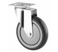Roulette pivotante sur platine - bandage caoutchouc - diamètre 100 mm TENTE