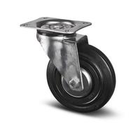 Roulette pivotante sur platine - charge 70kg roue caoutchouc - diamètre 80 mm TENTE