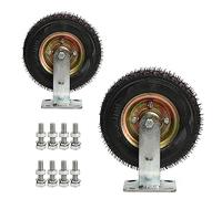 Roulette pneumatique, grandes roulettes plates libres, double roulement à billes, silencieuse et absorption des chocs, roues de chariot en caoutchouc anti-crevaison(Fixed,200mm/8in)