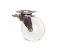 Roulette polyamide blanc à platine pivotante avec frein diamètre 100mm - GUITEL HERVIEU - 74945