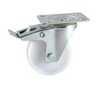 Roulette pivotante à platine + frein AVL - Roue nylon blanc Ø 100 - Charge 150 kg - 590842O