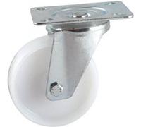 Roulette pivotante à platine AVL - Roue nylon blanc Ø 100 - Charge 150 kg - 590832O