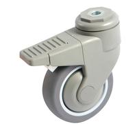 Roulette polyamide caoutchouc gris 125 mm à oeil pivotante avec frein AVL 590893C