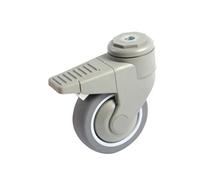 Roulette polyamide caoutchouc gris 125mm à oeil pivotante avec frein - - 590893C