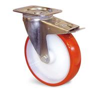 Roulette polyuréthane corps polyamide rouge à platine pivotante + frein D 125 mm GUITEL HERVIEU EP4BD125-28R