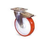 Roulette polyuréthane corps polyamide rouge à platine pivotante + frein D 125mm - GUITEL HERVIEU - EP4BD125-28R