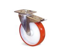 Roulette polyuréthane rouge à platine pivotante + frein D 150mm - GUITEL HERVIEU - EP5BD150-28L