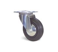 Roulette Portroll et Manuroll caoutchouc noir à platine pivotante 160mm - GUITEL HERVIEU - 700136