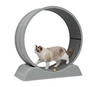 Roulette pour chat de 80 cm de diamètre, grand tapis de course en plastique, silencieux et stable, avec tapis antidérapant et serrure, idéal pour les chats d'intérieur pour s'entraîner et jouer (gris)