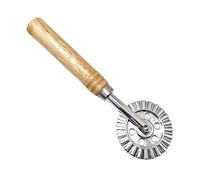 Roulette pour pizza, roulette à pâtes, rouleau à pâtes en acier inoxydable avec bord strié et manche en bois, décorateur, outil pour presser les raviolis, couper