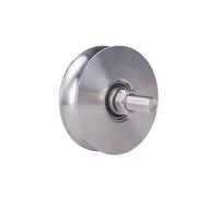 Roulette pour portail coulissant - Diamètre : 100 mm - Diamètre : 20 mm - Rainure ronde en acier inoxydable - Charge maximale : 420 kg - Avec axe