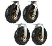 Roulette Robuste 2 Fixes Et 2 Pivotantes Roulettes De Industriel 150mm 200mm 250mm Roues En Caoutchouc, Silencieuses Roulements À Billes À Gorge Profonde, Roue Gonflable Pour Chariot ( Size : 8"/200mm