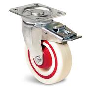 Roulette saturne grise en tôle d'acier emboutie zinguée de forte épaisseur 100 mm pivotante à frein GUITEL HERVIEU 74748