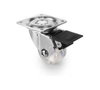- Roulette transparente avec platine de montage Slip (Lot de 4)