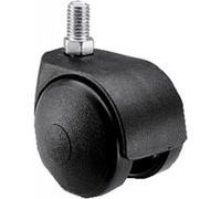 Roulette Twiny double galet noire à tige fileté pivotante M8 50mm - GUITEL HERVIEU - 727413