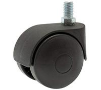 Roulette Twiny noire à tige filetée pivotante Guitel point M - Diamètre 50 mm