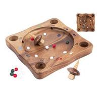 Roulette Tyrolienne en Bois - Jeu de Hasard Écologique - Toupie et billes incluses G